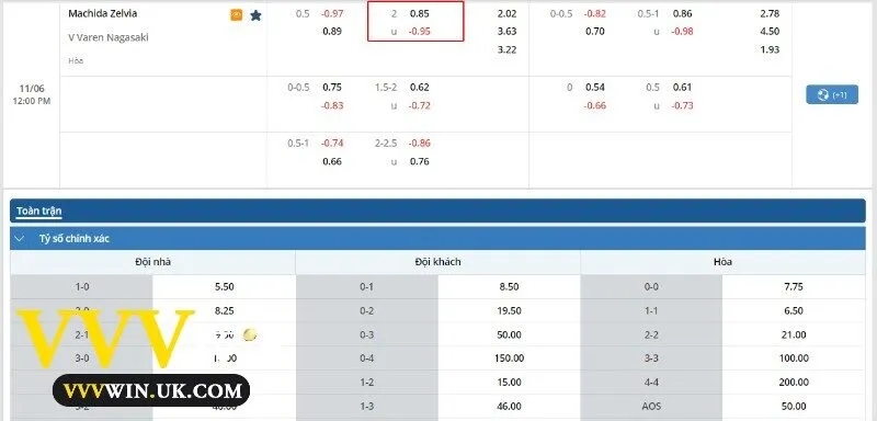Tỷ lệ cược trận Machida Zelvia gặp V-Varen Nagasaki